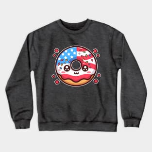 American Flag Donut Kawaii Patriotic Baker Freedom Lover Crewneck Sweatshirt